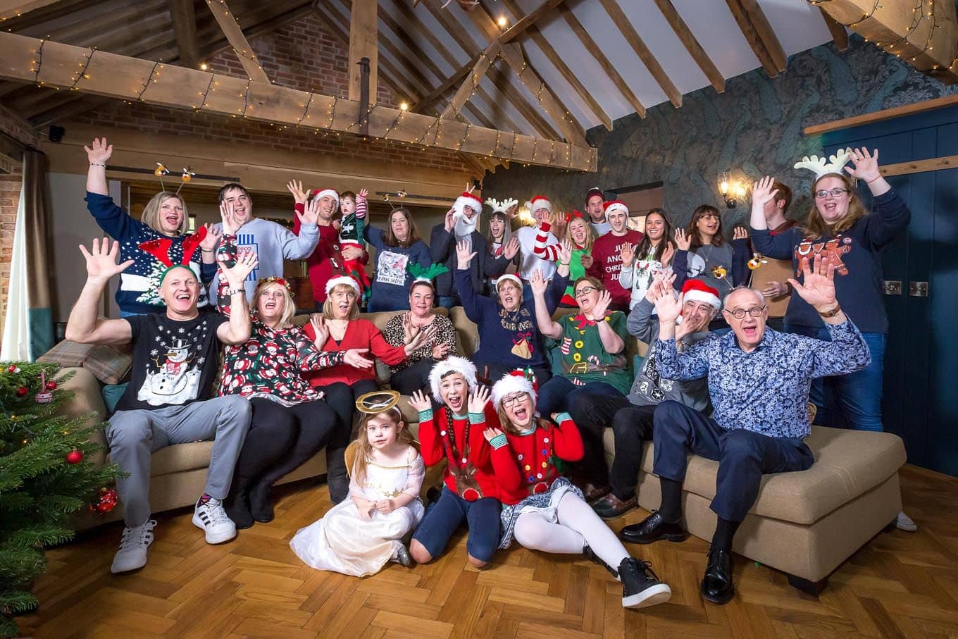 Family gathering at Christmas in Worcestershire